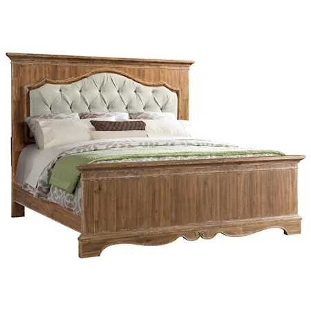 Cottage Queen Upholstered Bed with Button Tufting